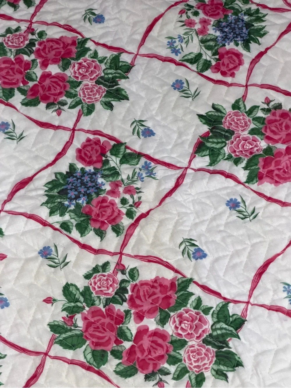 VTG Pink Roses Floral Quilted Bedspread OLDE KENTUCKY QUILTS 80x84” NOS